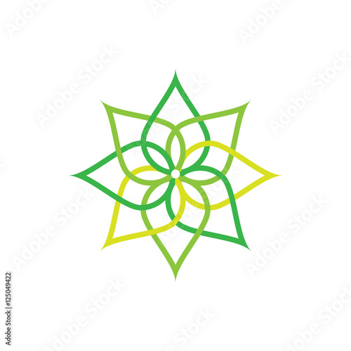 Eco icon green abstract symbol. Vector illustration isolated on the light background. Fashion graphic design. Beauty concept. Vivid colors plant logo. Smooth shape. Plain flat style colors.