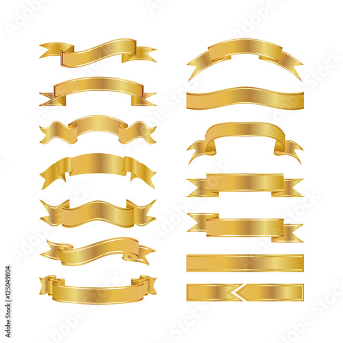 Golden Ribbons Isolated On White Background, Vector illustration, Graphic Design Useful For Your Design or banners for your text. Logo Symbols.