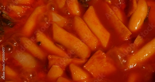 Tteokbokki, spicy rice cake boiling cook
