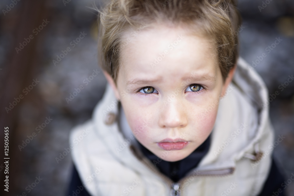 Little adorable boy in jacket autumn, close-up Little adorable boy in jacket autumn, close-up