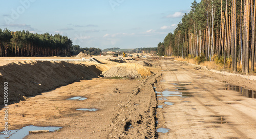 Bilde på lerret earthworks for the construction of the  motorway