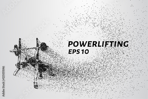 Powerlifting from the particles. Weightlifting consists of circles and points. Vector illustration