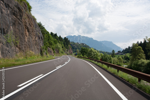 Picturesque Dolomites landscape with mountain road, Trentino, Italy