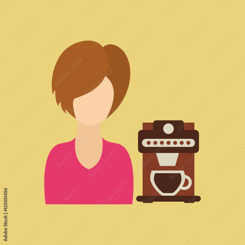 character girl cup milk straw icon graphic vector illustration