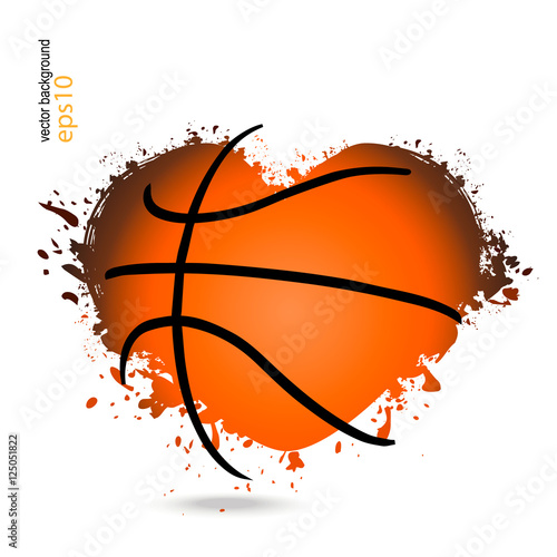 Vector object in the shape of a heart for basketball. Logo, symbol, can be used for posters, banners, web. Grunge style. © SportArtGame