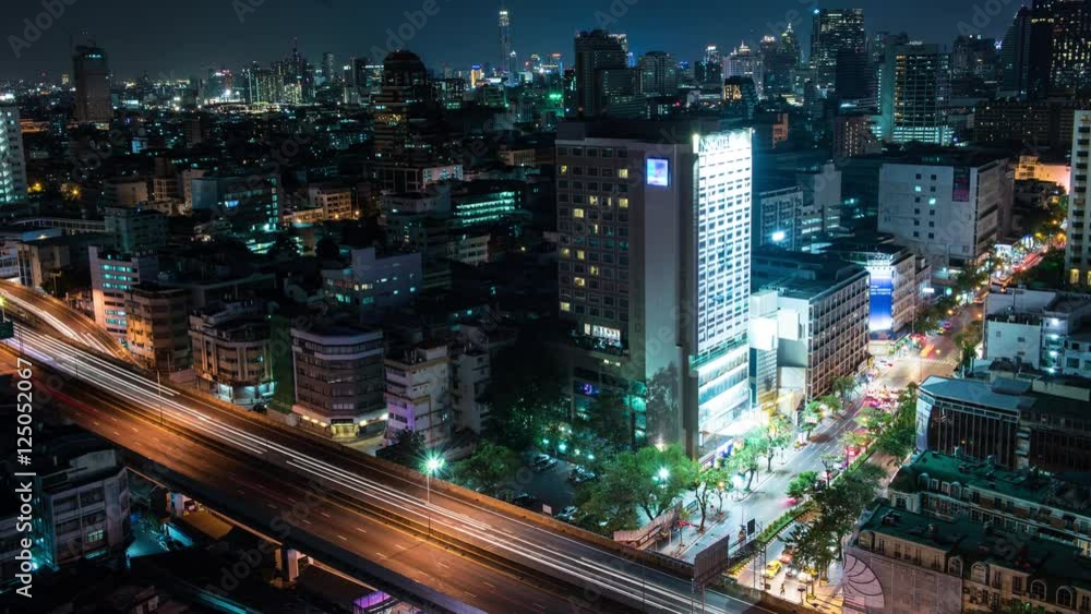 Time Lapse of Downtown Traffic at Night - Bangkok Thailand Time Lapse of Downtown Traffic at Night - Bangkok Thailand