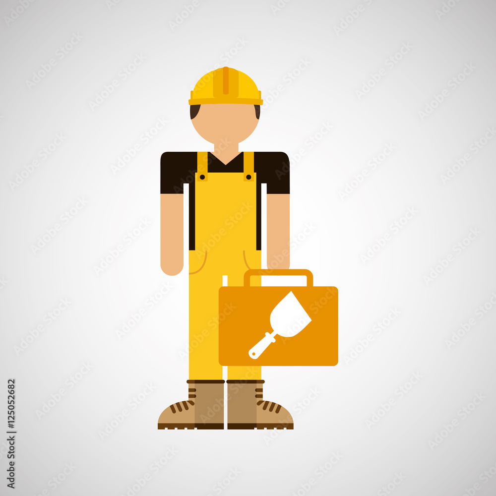 character construction man with spatula vector illustration eps 10