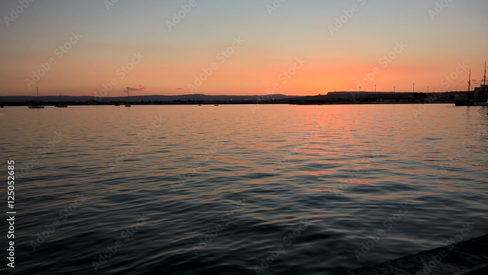 Sunset on the sea landscape