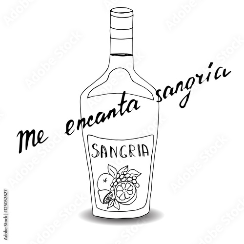 Handwritten text in Spanish I like sangria very much, vector