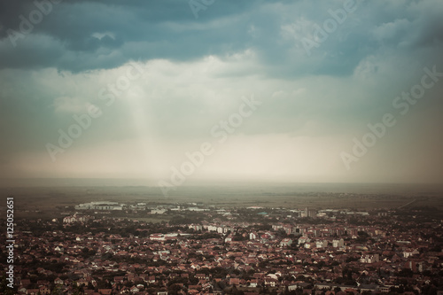 Cityscape from hill in Serbia. Hroeizontal image. © skunevski