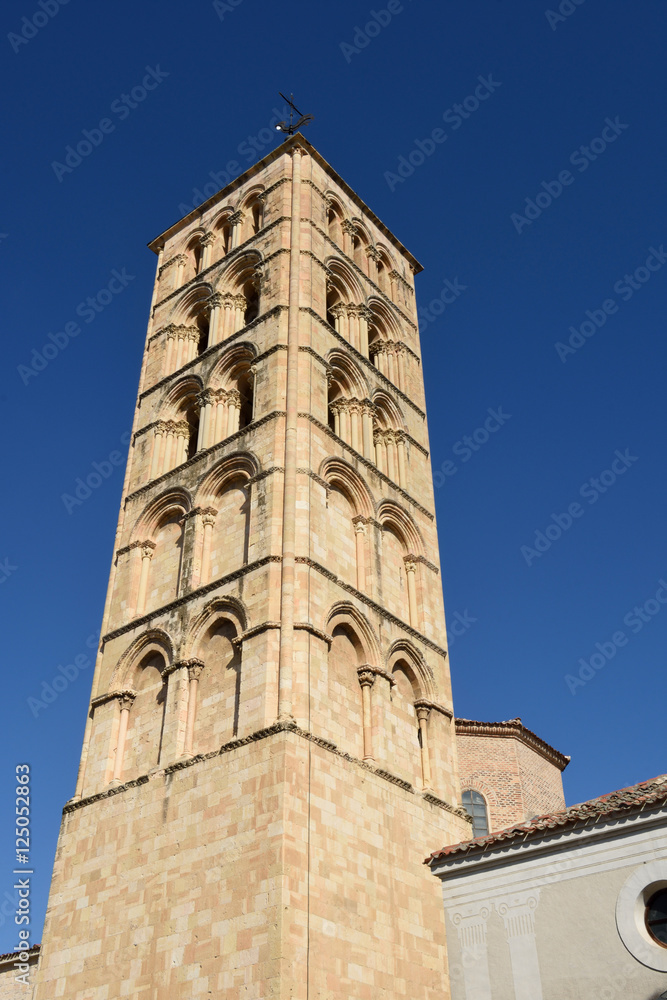 Bell tower of St. Stephen's church (12th century), Segovia. Castilla-Leon, Spain