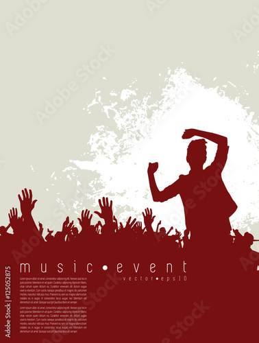 Music poster with dancing youth people