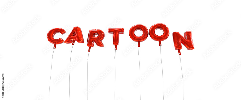 CARTOON - word made from red foil balloons - 3D rendered. Can be used for an online banner ad or a print postcard. CARTOON - word made from red foil balloons - 3D rendered. Can be used for an online banner ad or a print postcard.