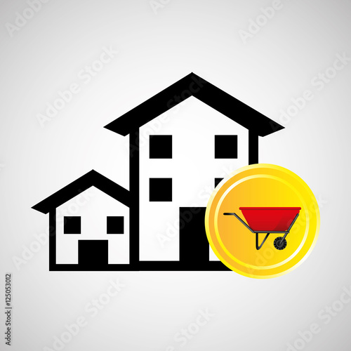 construction remodel wheelbarrow icon graphic vector illustration eps 10