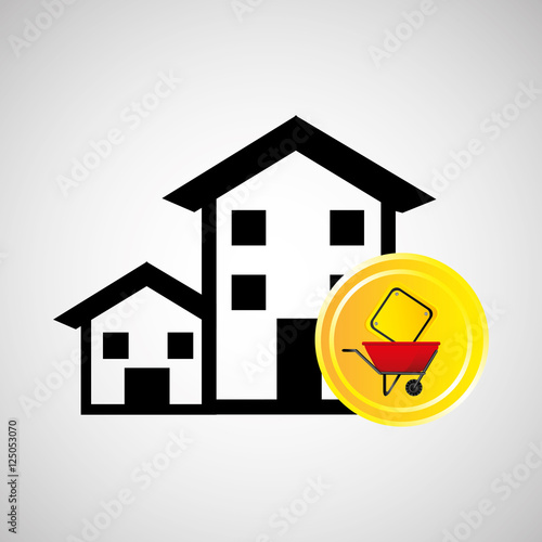 construction remodel wheelbarrow sign graphic vector illustration eps 10