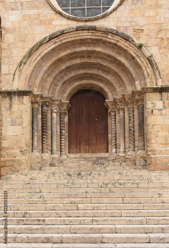 Gateway of Romanesque church of Santiago, XII-XIII centuries. Coimbra, Portugal.