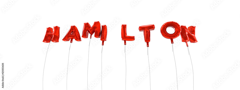 Fototapeta premium HAMILTON - word made from red foil balloons - 3D rendered. Can be used for an online banner ad or a print postcard.