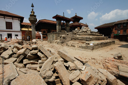 Damage at Durbar square in Bakthapur after the earthquake