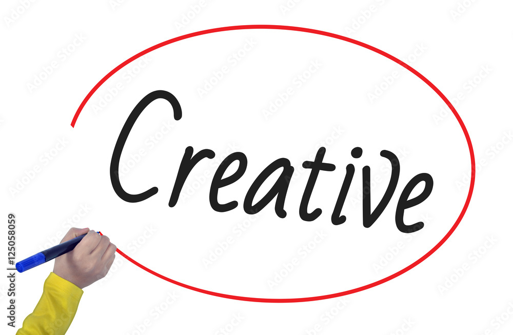 Woman hand writing create creative with marker Woman hand writing create creative with marker