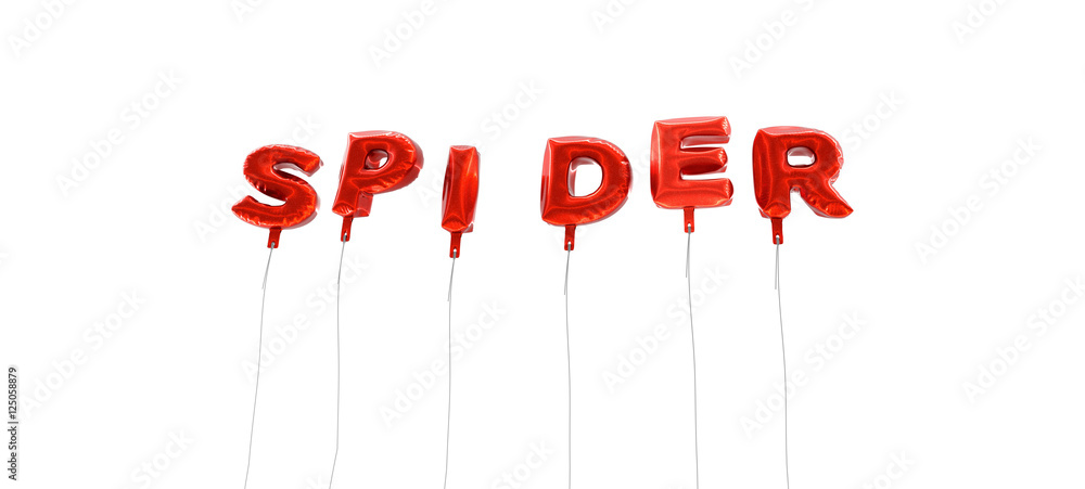SPIDER - word made from red foil balloons - 3D rendered. Can be used for an online banner ad or a print postcard. SPIDER - word made from red foil balloons - 3D rendered. Can be used for an online banner ad or a print postcard.