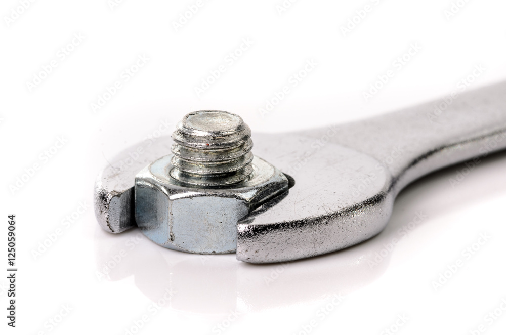 Schraubenschlüssel mit Mutter und Schraube Schraubenschlüssel mit Mutter und Schraube