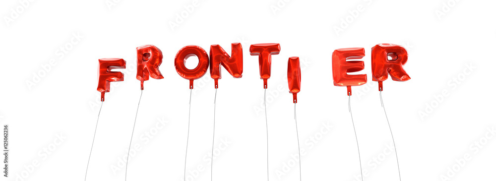 FRONTIER - word made from red foil balloons - 3D rendered. Can be used for an online banner ad or a print postcard. FRONTIER - word made from red foil balloons - 3D rendered. Can be used for an online banner ad or a print postcard.