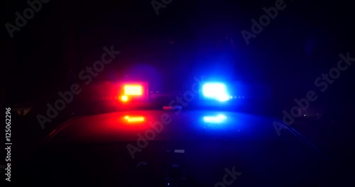 Police lights in flashing at night
