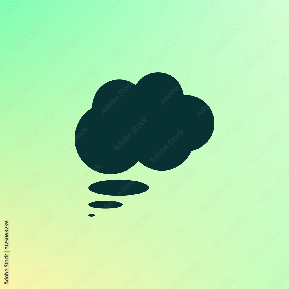 Flat paper cut style icon of thought cloud