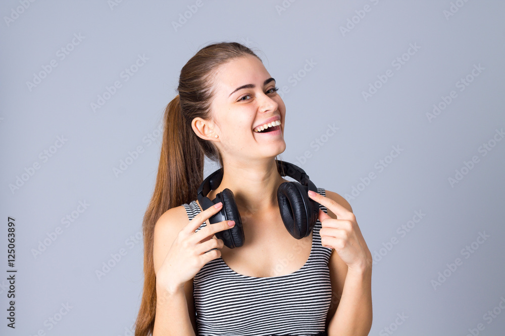 Young woman in headphones Young woman in headphones