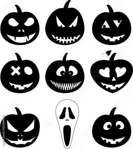 halloween pumpkin set. Vector Illustration