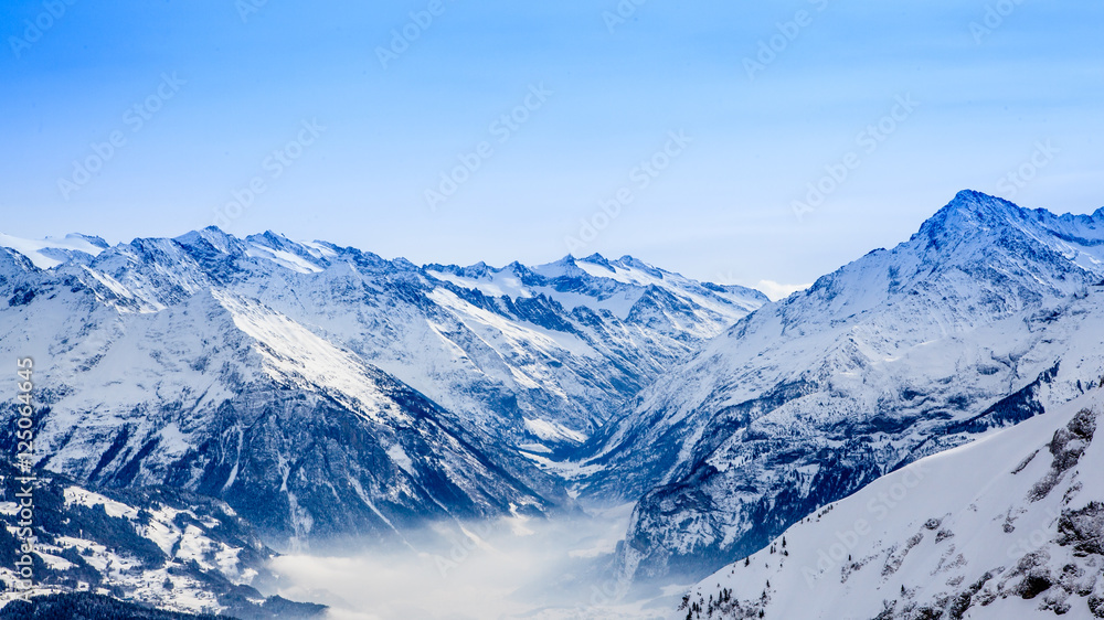 Beautiful mountain landscape.  Winter mountains panorama