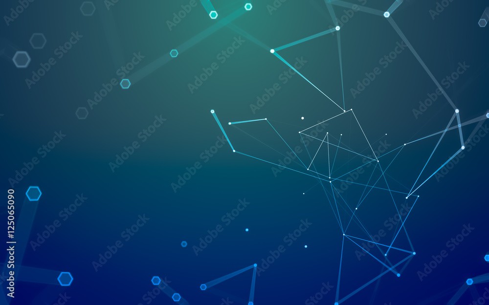 Abstract polygonal space low poly dark background, 3d rendering