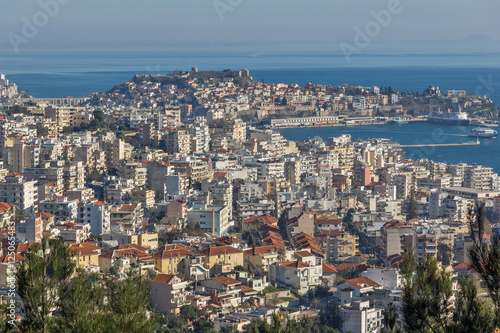 Panorama to city of Kavala, East Macedonia and Thrace, Greece