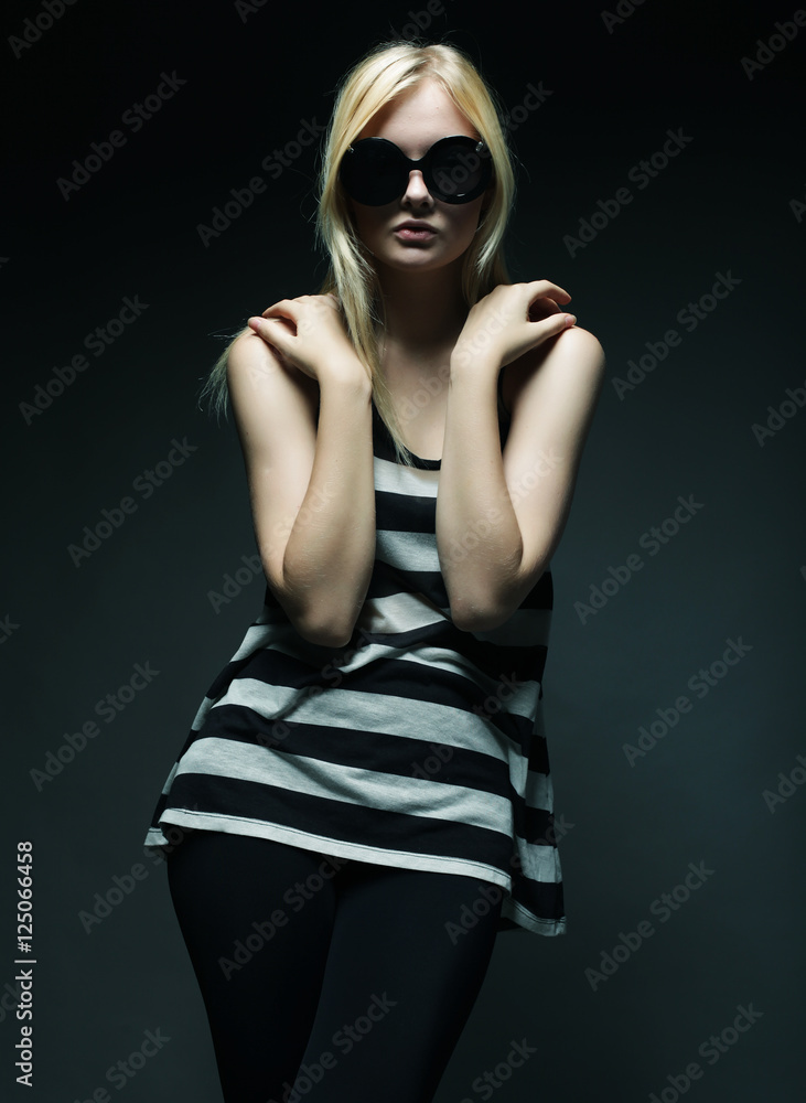 pretty fashion model on grey background pretty fashion model on grey background