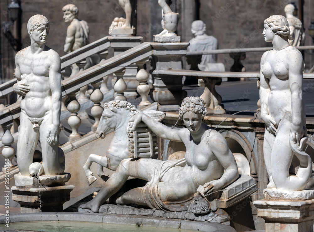 Pretoria fountain in Palermo, Sicily designed in 1552-55 by Francesco Camilliani was known as 
