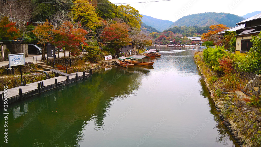 Hozugawa River in Arashiyama area, Kyoto, Japan - Photo taken on November 6th, 2015