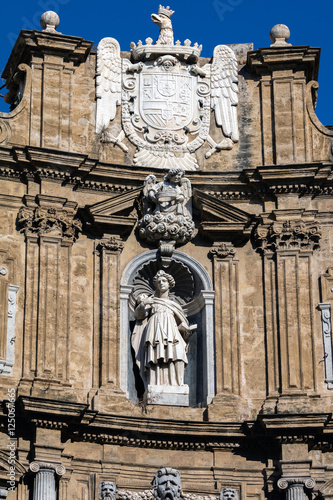 Statue of the virgin martyr Saint Agatha of Sicily on the facade of the Quattro Canti square built in 1608-20 by Giulio Lasso.