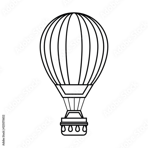 Hot air balloon icon. transportation vehicle travel and trip theme. Isolated and silhouette design. Vector illustration