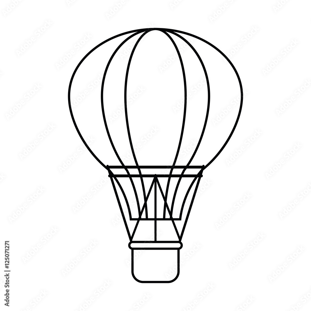 Hot air balloon icon. transportation vehicle travel and trip theme. Isolated and silhouette design. Vector illustration Hot air balloon icon. transportation vehicle travel and trip theme. Isolated and silhouette design. Vector illustration