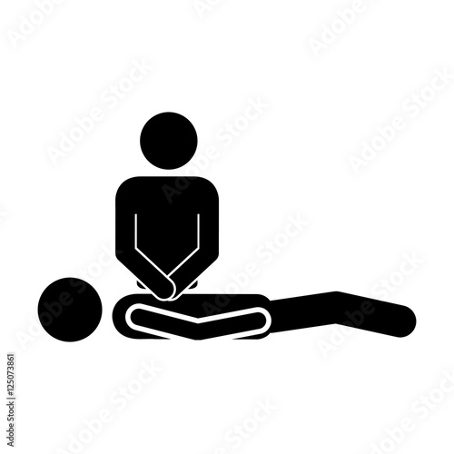 person doing cpr to pacient icon image vector illustration design 