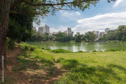 The Aclimacao Park lake view in Sao Paulo