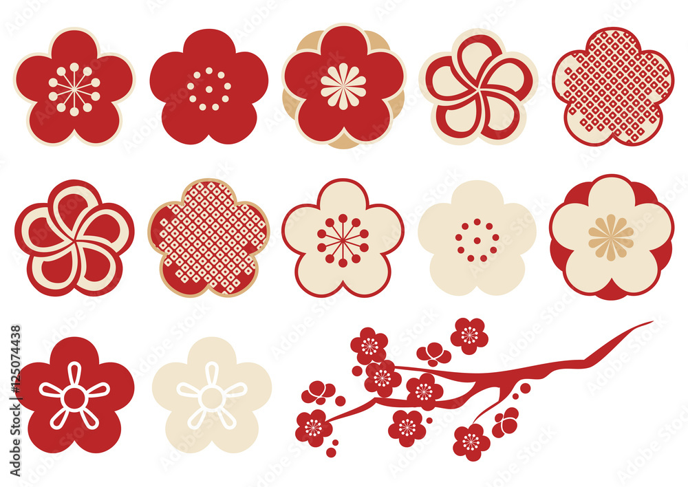 Obraz premium 梅 デザインパーツ素材