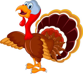 happy turkey cartoon for your design