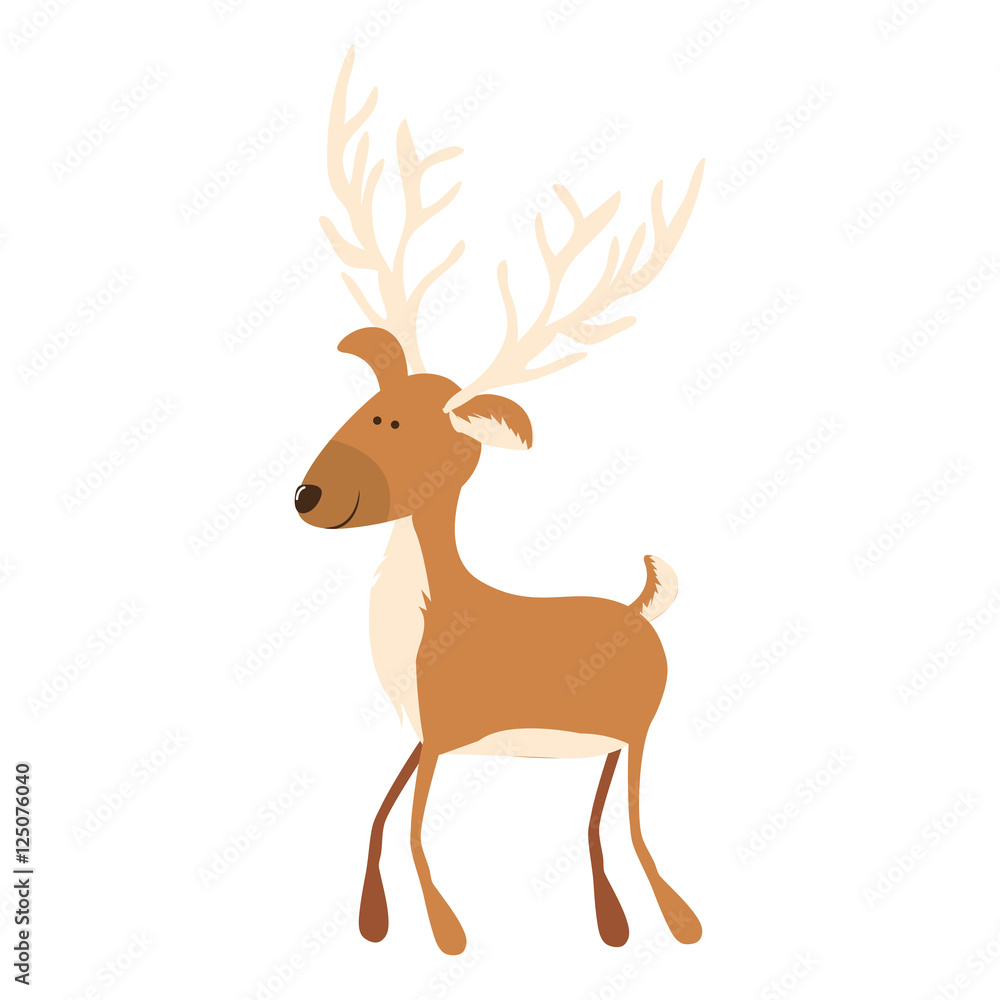 Fototapeta premium white horn deer cartoon icon image vector illustration design 