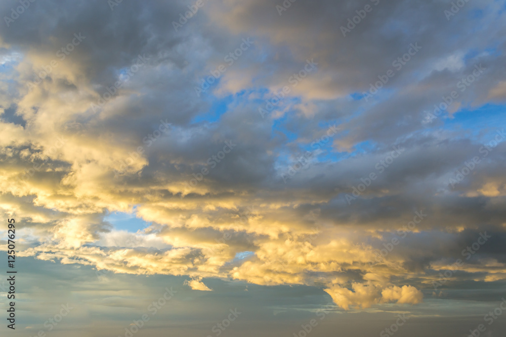 Blue Sky and puffy clouds background