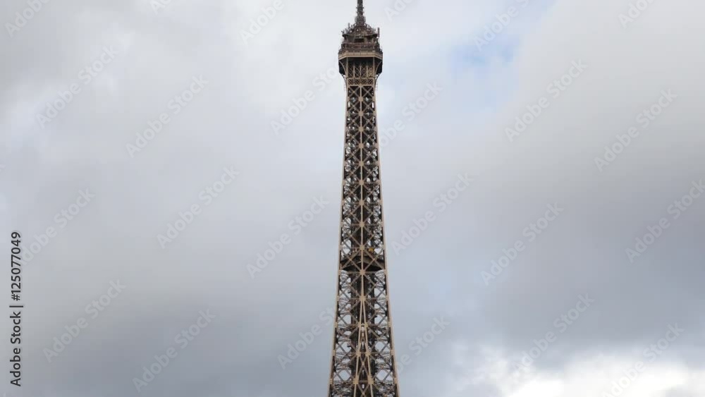Pan Down of the Eiffel Tower Daytime- Paris France Pan Down of the Eiffel Tower Daytime- Paris France