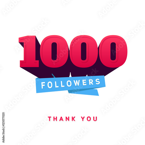 Vector thanks design template for network friends and followers. Thank you 1000  card. Image  Social Networks. Web user celebrates a large number of subscribers or 