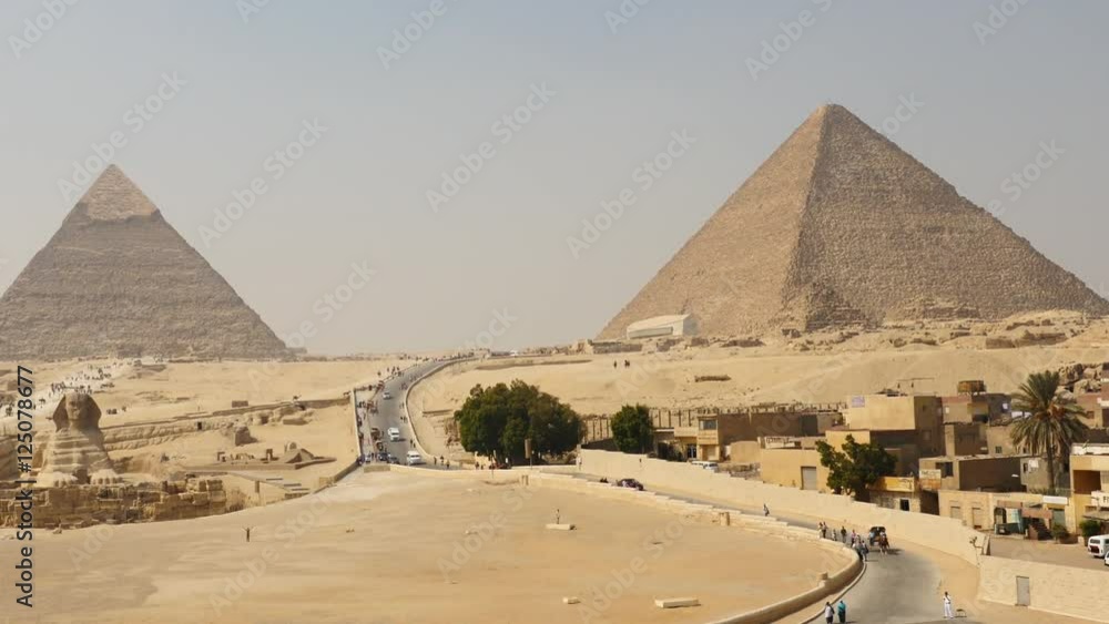 Time Lapse of Great Pyramids & Sphinx Daytime at Giza - Egypt Time Lapse of Great Pyramids & Sphinx Daytime at Giza - Egypt