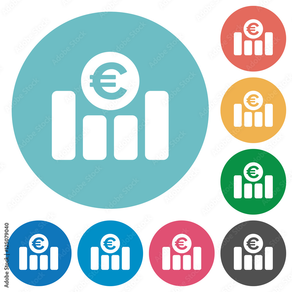 Euro graph flat round icons Euro graph flat round icons
