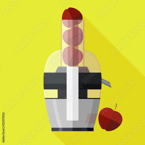 Juicer and apples. Vector illustration. Flat